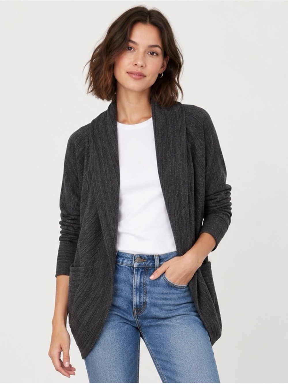 Wilfred Free Diderot Cocoon Cardigan Dark Heather Grey Size S Aritzia